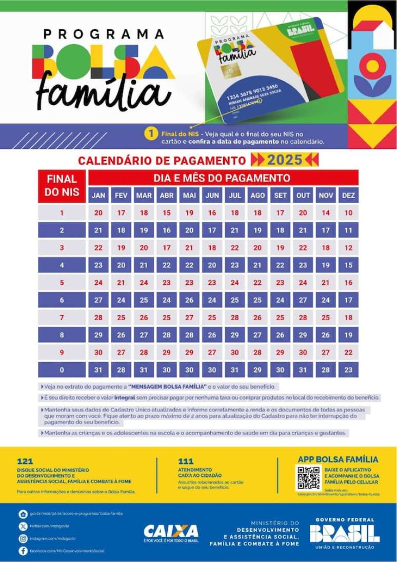 Calendário Bolsa Família